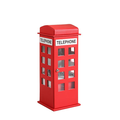 12" Red And White Faux Leather Telephone Booth Jewelry Box