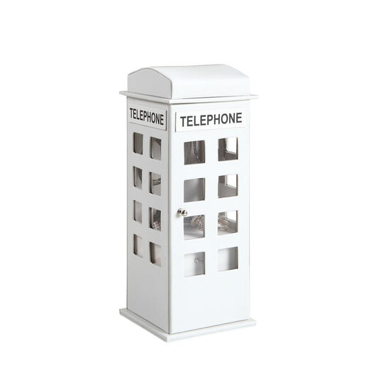 12" Burgundy And White Faux Leather Telephone Booth Jewelry Box