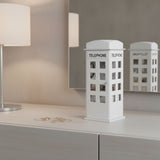 12" White Faux Leather Telephone Booth Jewelry Box