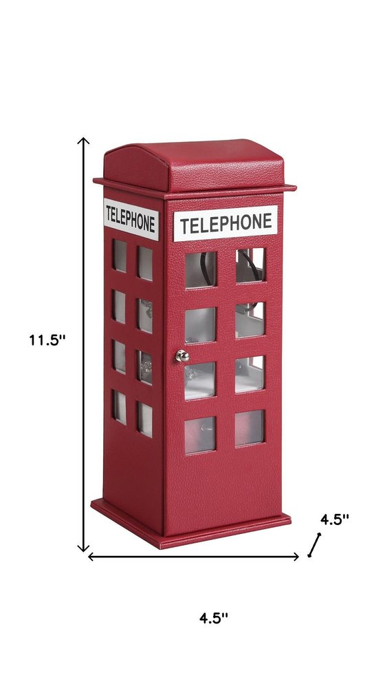 12" White Faux Leather Telephone Booth Jewelry Box