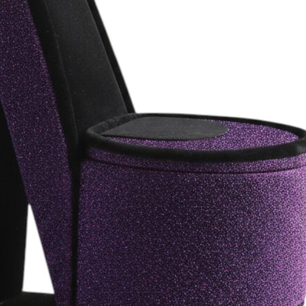 9" Purple Black And Gold Velvet High Heel Jewelry Box