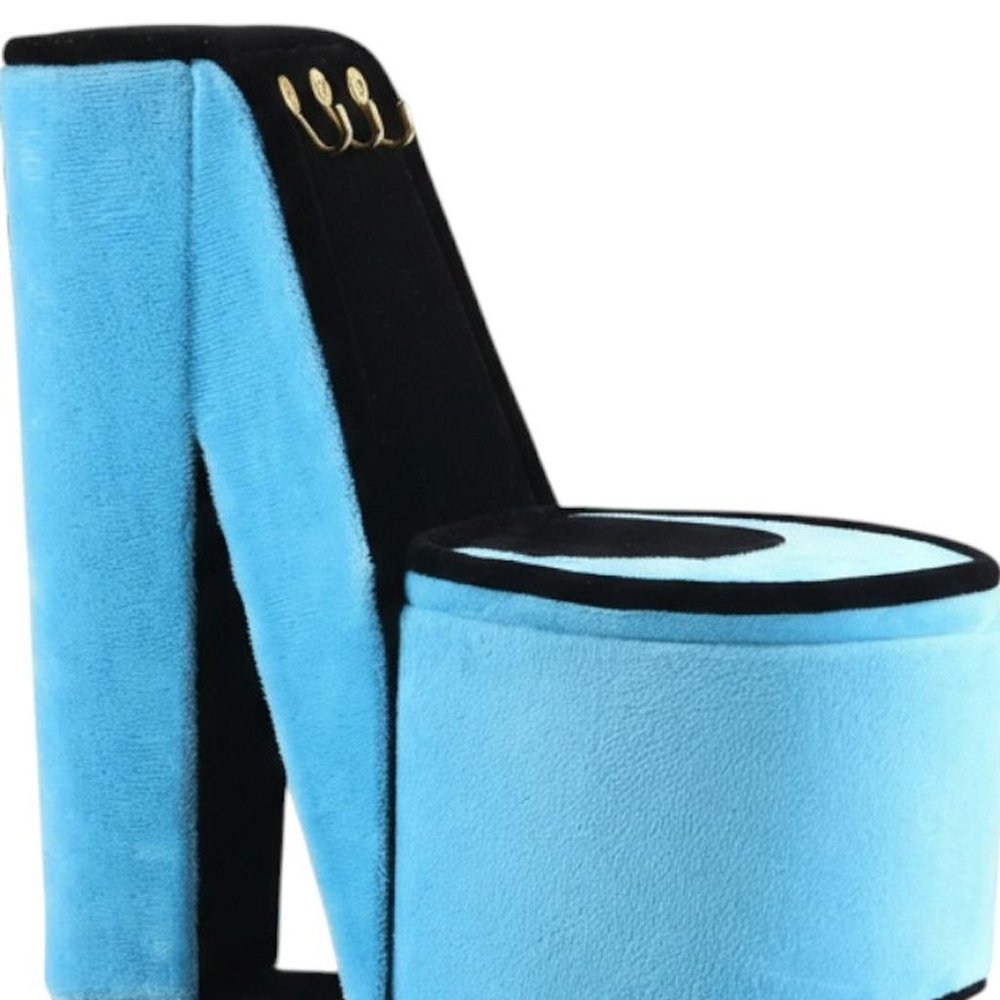 9" Purple Black And Gold Velvet High Heel Jewelry Box