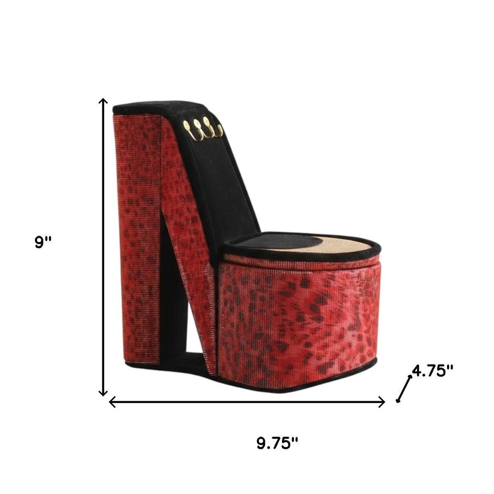 9" Purple Black And Gold Velvet High Heel Jewelry Box