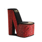 9" Red Black And Gold Leopard Print Velvet High Heel Jewelry Box