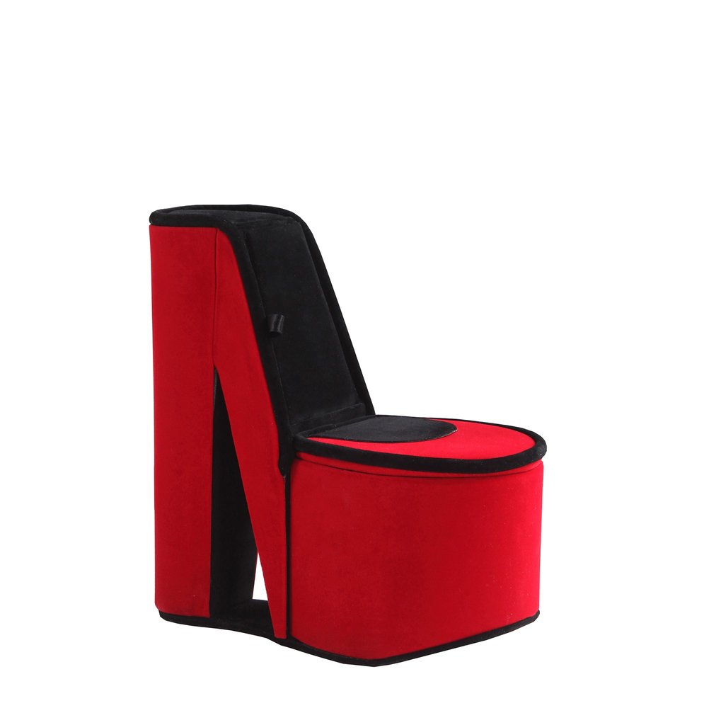 9" Red And Black Velvet High Heel Jewelry Box