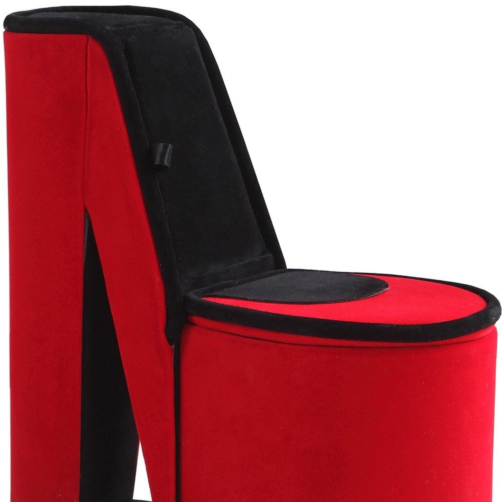 9" Red And Black Velvet High Heel Jewelry Box