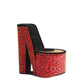 9" Red And Black Leopard Print Velvet High Heel Jewelry Box