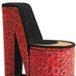 9" Red And Black Leopard Print Velvet High Heel Jewelry Box