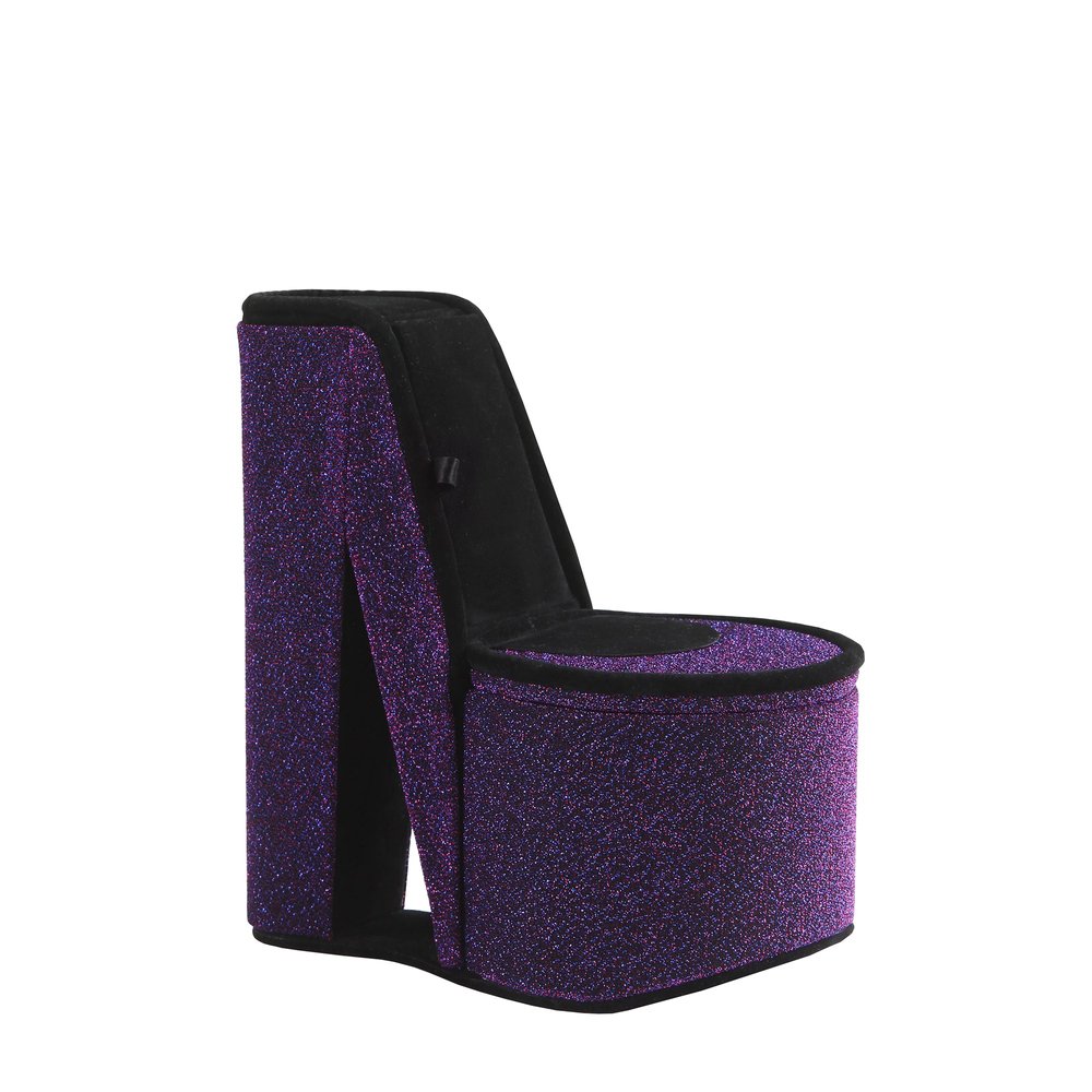 9" Black White And Gold Script Postcard High Heel Jewelry Box