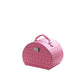 9" Hot Pink And Gold Faux Leather Abstract Scroll Jewelry Box Travel Case With Mirror