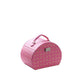 9" Hot Pink And Gold Faux Leather Abstract Scroll Jewelry Box Travel Case With Mirror