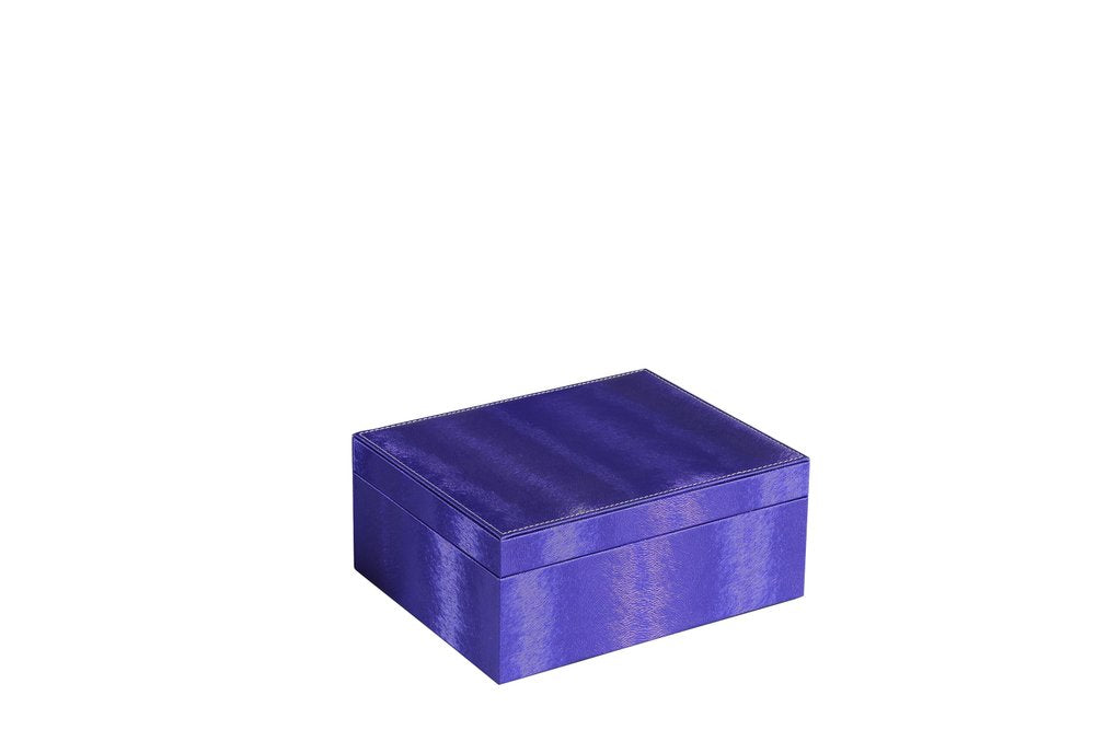 10" Azure Faux Leather Six Section Mirrored Jewelry Box