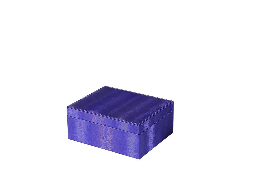 10" Azure Faux Leather Six Section Mirrored Jewelry Box