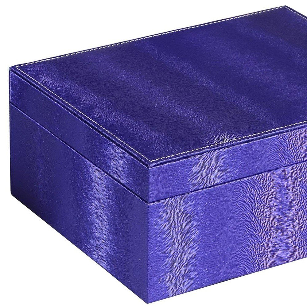 10" Azure Faux Leather Six Section Mirrored Jewelry Box