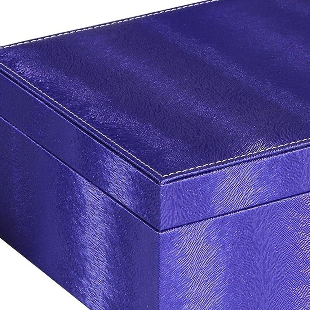 10" Azure Faux Leather Six Section Mirrored Jewelry Box