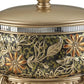 10" Gold Green And Silver Resin Floral Scroll Jewelry Box With Metal Accents
