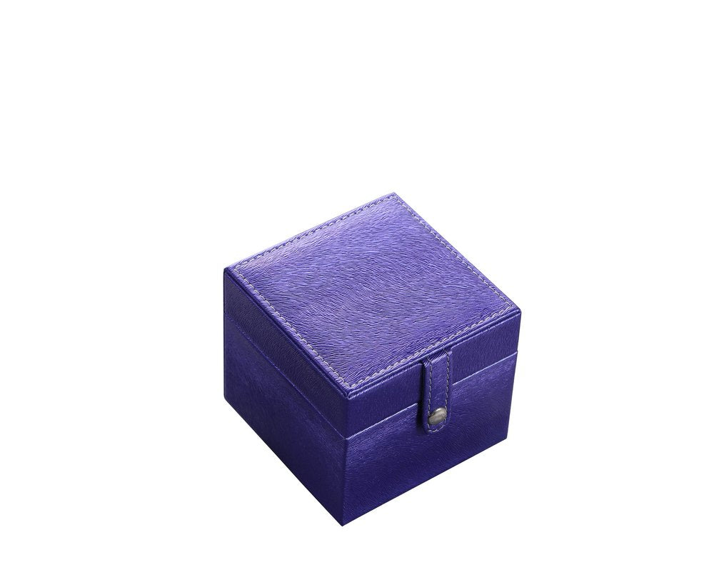 4" Azure Faux Leather Five Section Jewelry Box Travel Case With Mirror