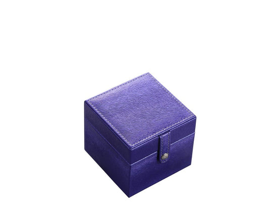 4" Azure Faux Leather Five Section Jewelry Box Travel Case With Mirror