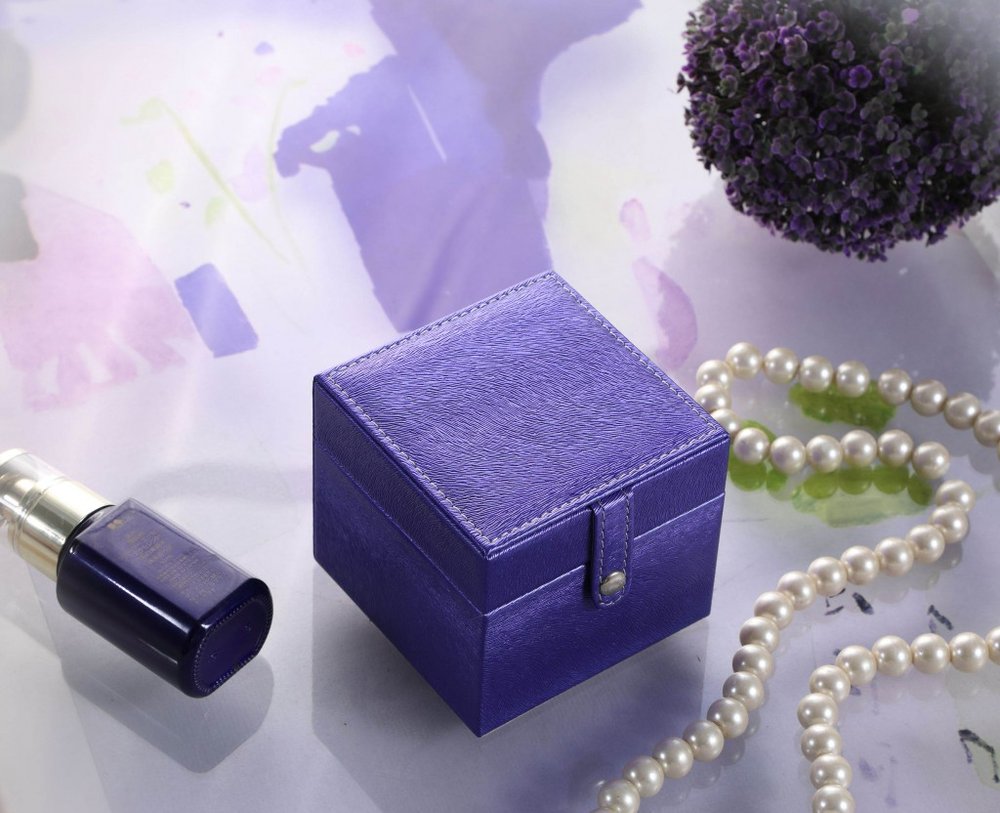 4" Azure Faux Leather Five Section Jewelry Box Travel Case With Mirror