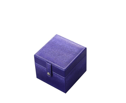 4" Azure Faux Leather Five Section Jewelry Box Travel Case With Mirror