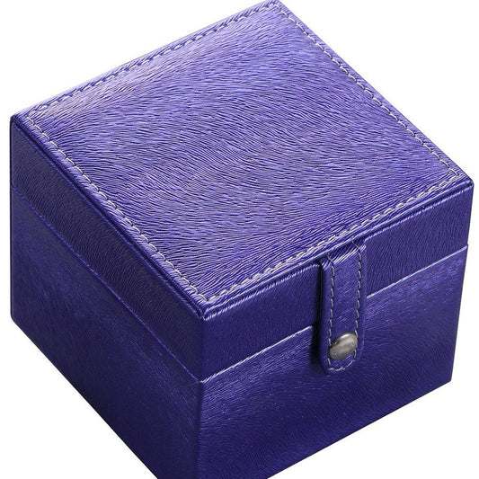 4" Azure Faux Leather Five Section Jewelry Box Travel Case With Mirror