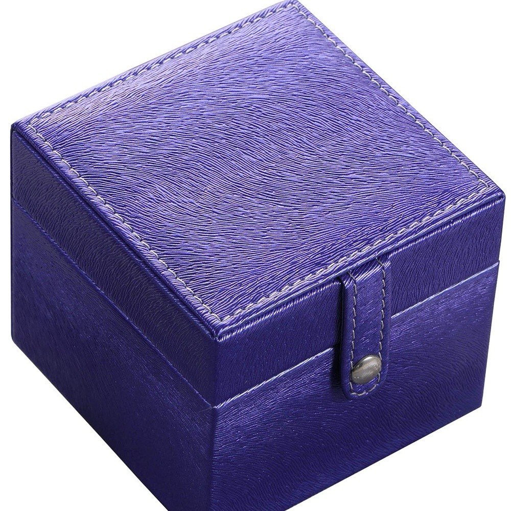 4" Azure Faux Leather Five Section Jewelry Box Travel Case With Mirror