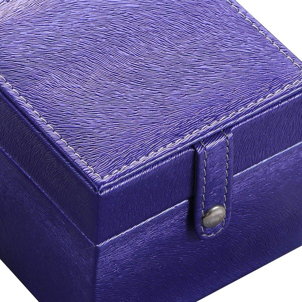 4" Azure Faux Leather Five Section Jewelry Box Travel Case With Mirror