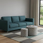 Set of Two Gray and White Polyester Blend Round Geometric Footstool Ottoman