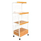 White and Natural 26" Rolling Kitchen Cart With Storage