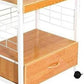 White and Natural 26" Rolling Kitchen Cart With Storage