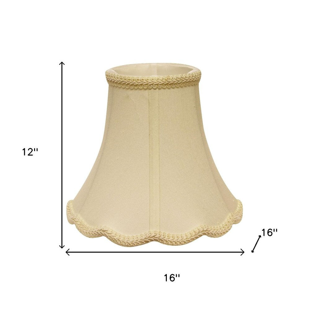 16" Ivory Slanted Scallop Bell Monay Shantung Lampshade