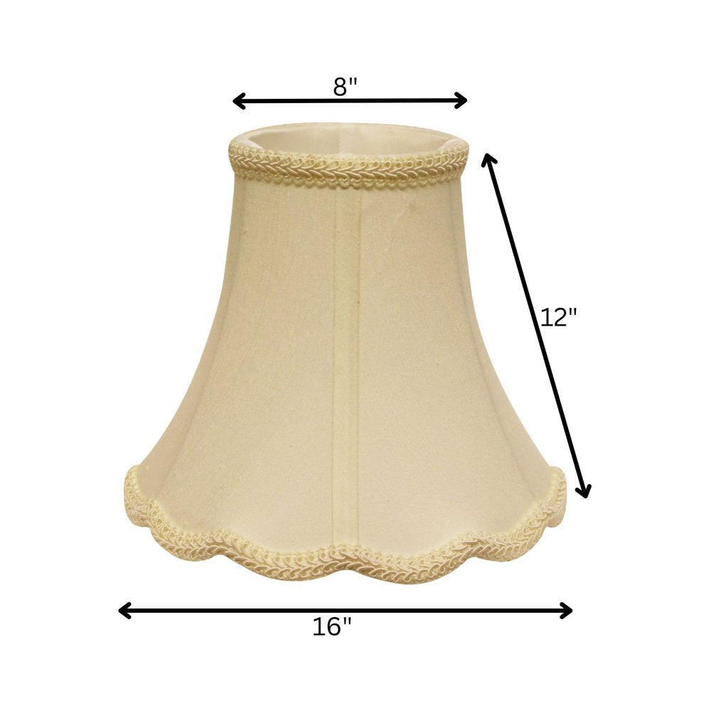 16" Ivory Slanted Scallop Bell Monay Shantung Lampshade