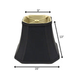16" Black with Bronze Lining Slanted Square Bell No Slub Lampshade