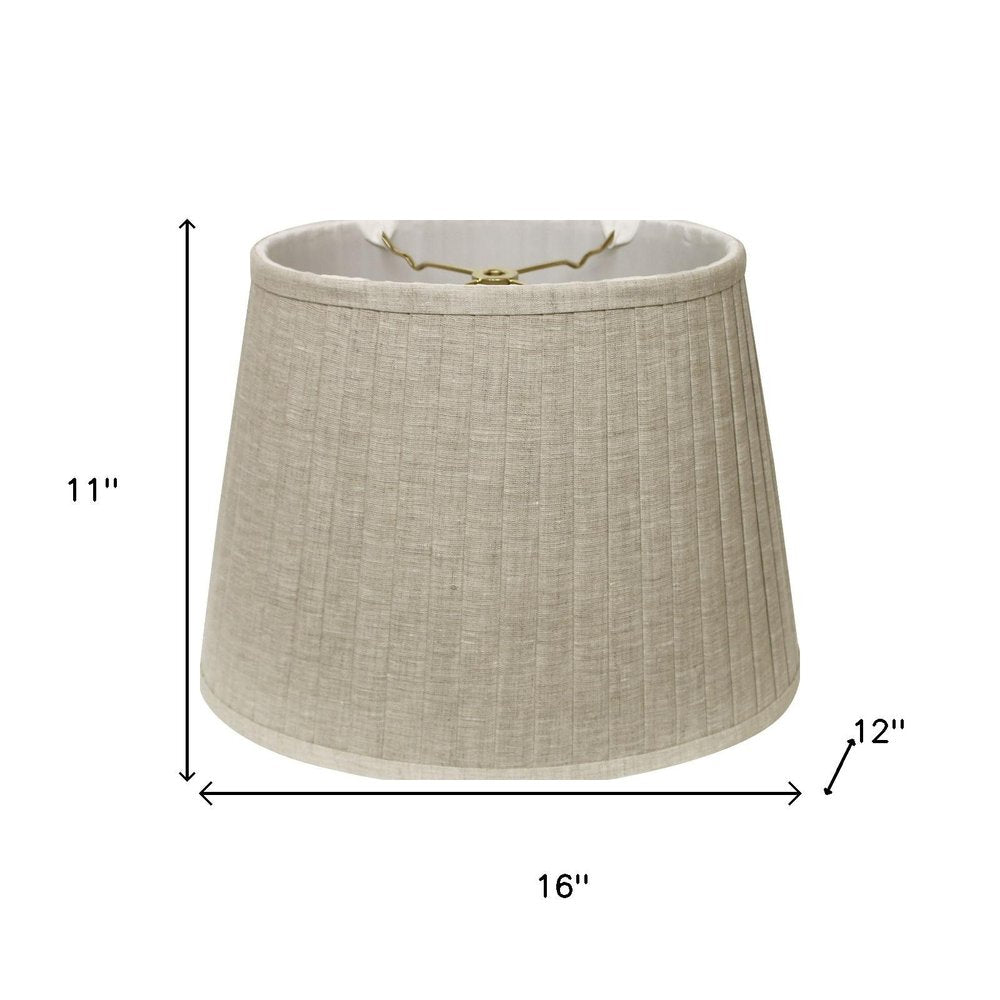 16" Cream Slanted Oval Linen Lampshade