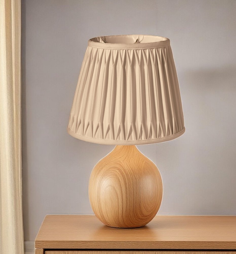 12" Vintage Gold Oval Smocked Pleat Shantung Lampshade