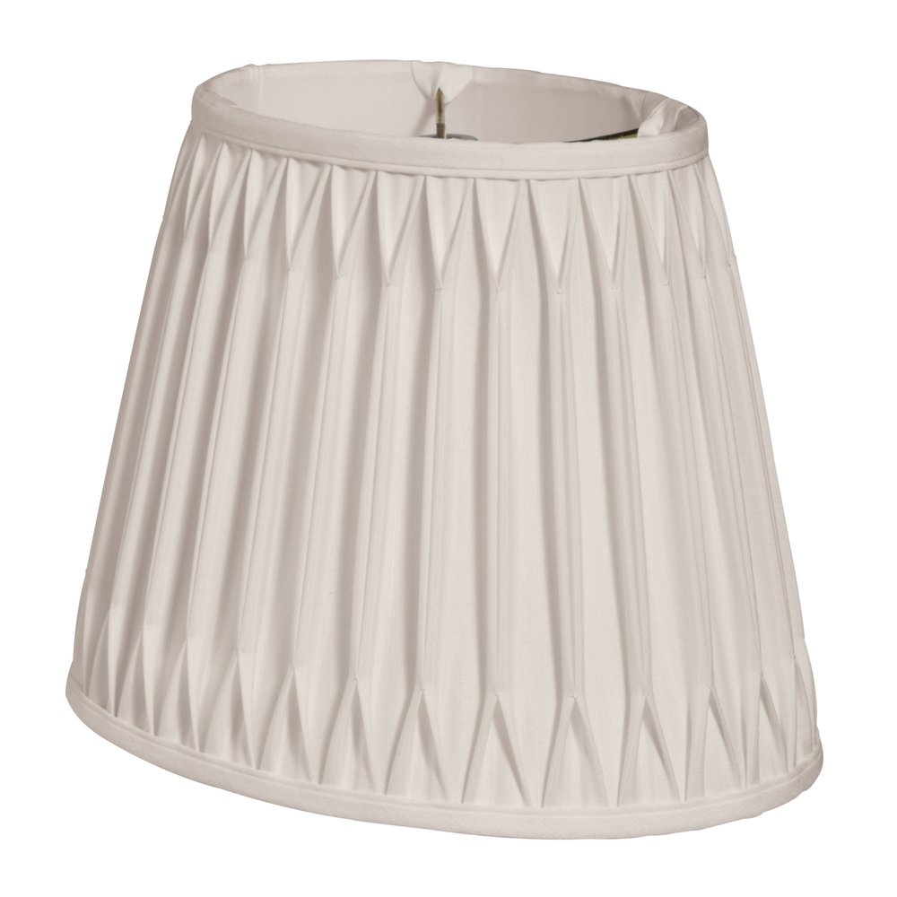 18" Cream Oval Smocked Pleat Shantung Lampshade