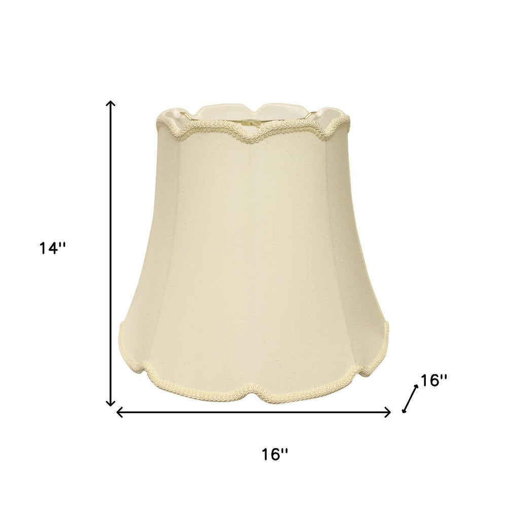 16" Ivory Empire Slanted Cylinder Scroll Edge Silk Lampshade