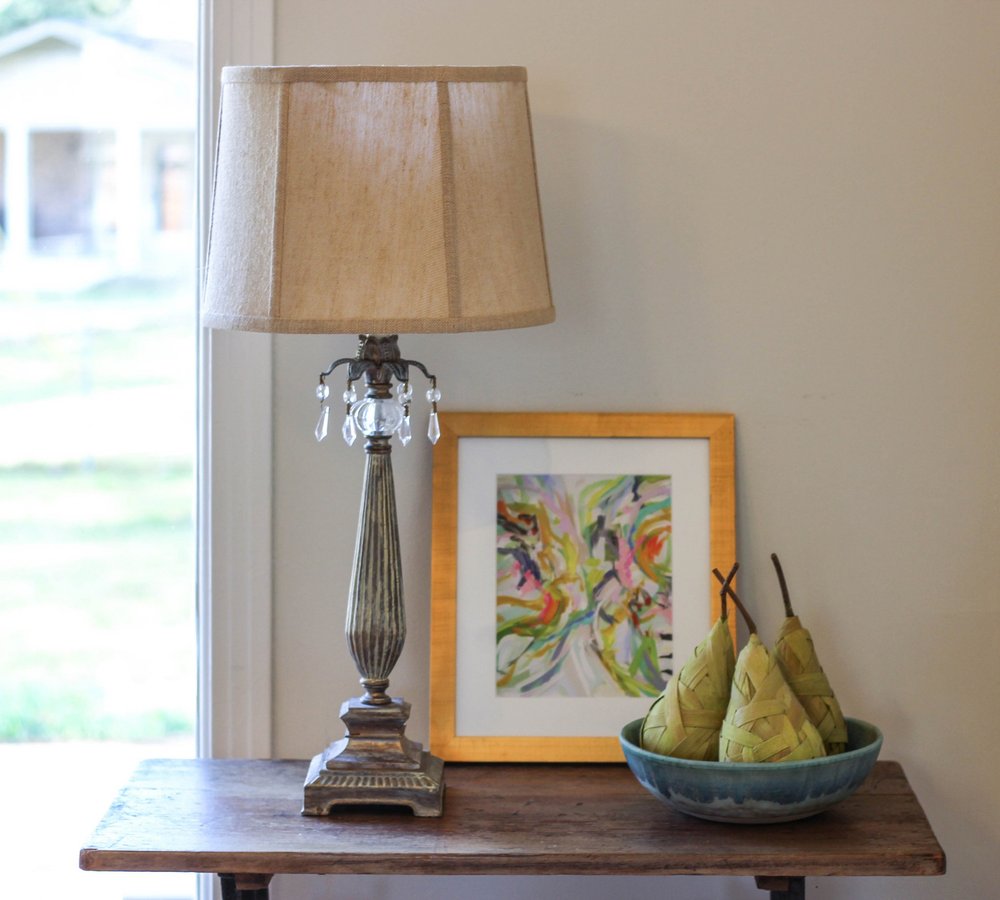 Gold Burlap Drum Lamp Shade