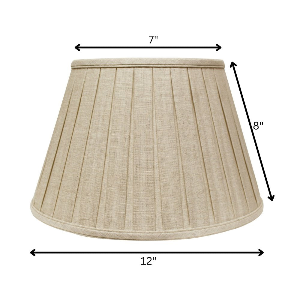 12" Cream Slanted Linen Lampshade with Box Pleat