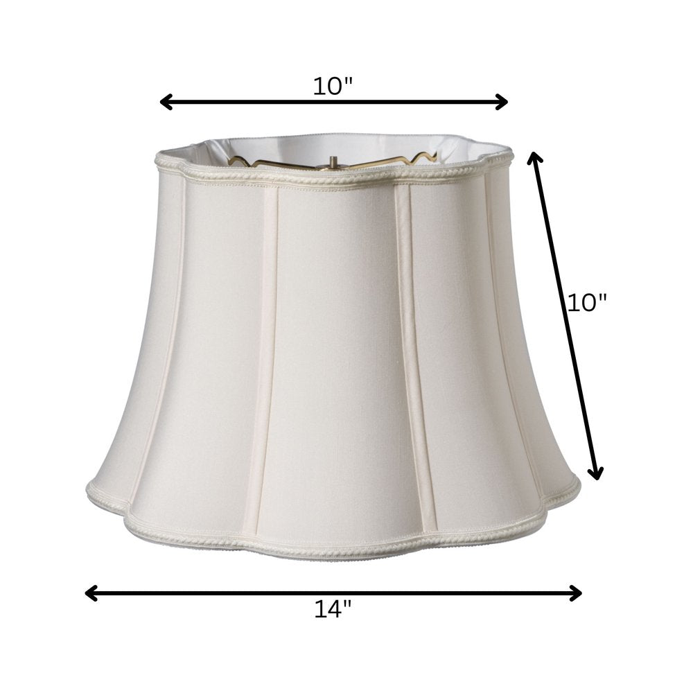 14" Cream Melon Scallop Shantung Lampshade