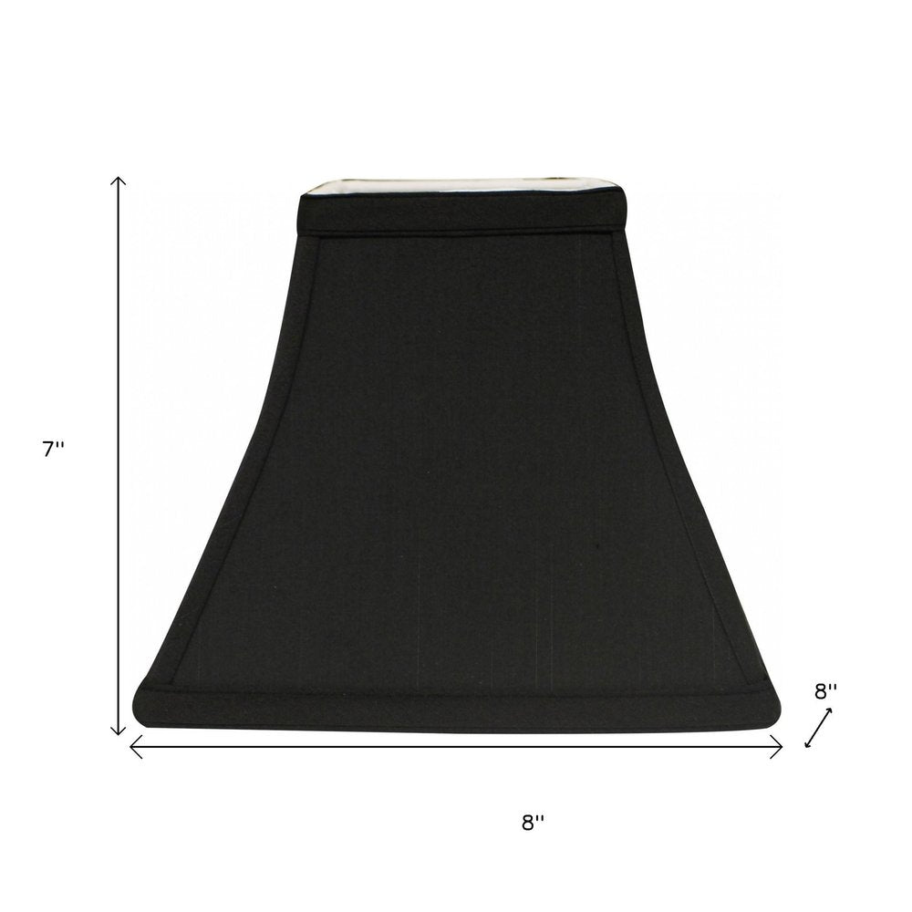 Black Shantung Silk Print Square Lamp Shade