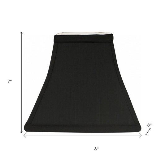 Black Shantung Silk Print Square Lamp Shade