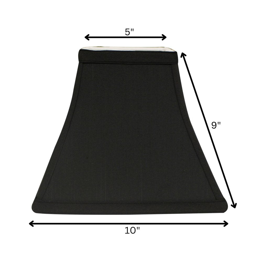 Black Shantung Silk Square Lamp Shade