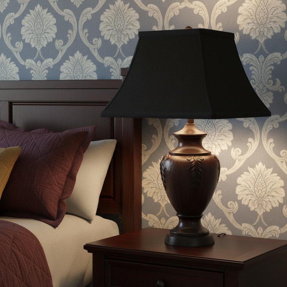 Black Shantung Silk Bell Lamp Shade