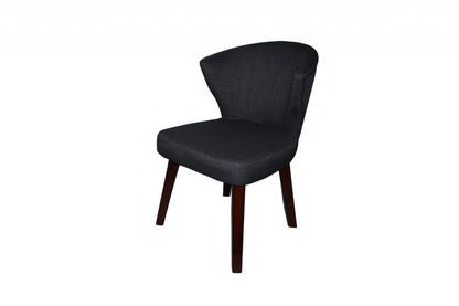Charcoal and Espresso Cotton and Solid Wood Dining Side Chair