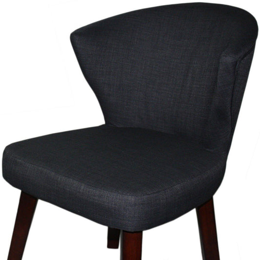 Charcoal and Espresso Cotton and Solid Wood Dining Side Chair