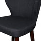 Charcoal and Espresso Cotton and Solid Wood Dining Side Chair