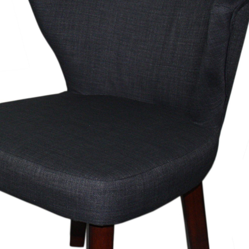 Charcoal and Espresso Cotton and Solid Wood Dining Side Chair