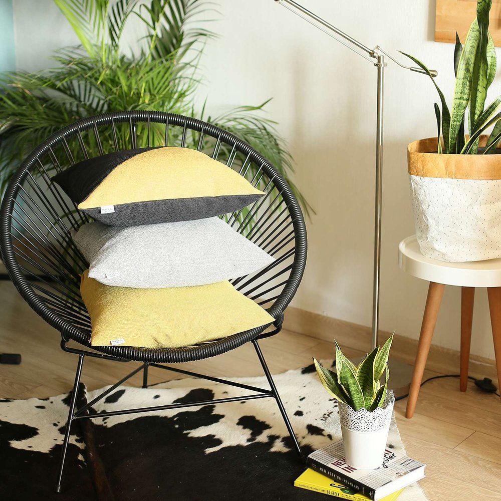 18" Black and Gray Throw Pillow Cover