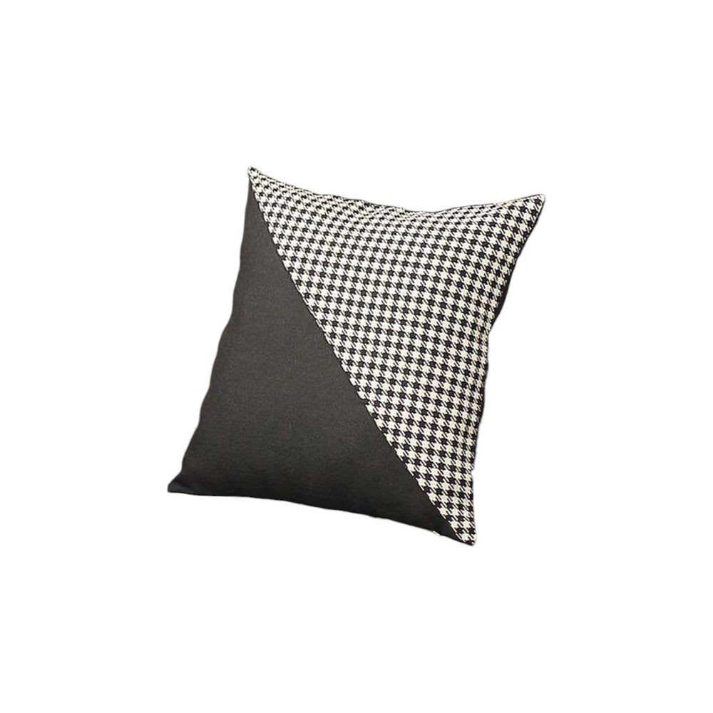 18" X 18" Black And White Houndstooth Zippered Handmade Polyester Throw Pillow Cover